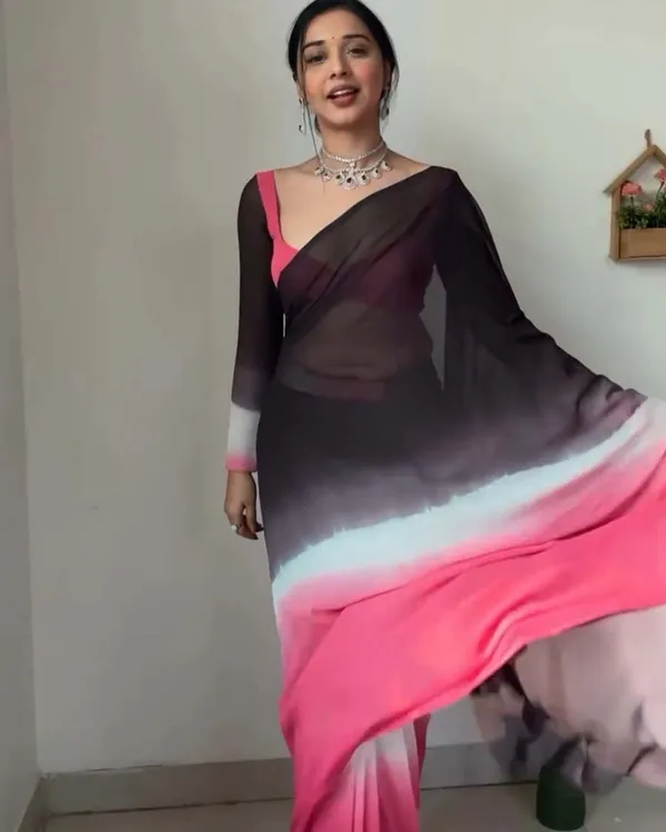 Black_Color_1-Minute_Ready_To_Wear_Georgette_Saree_With_Blouse_Piece