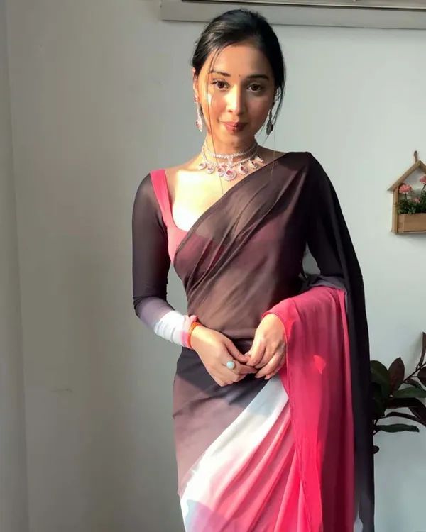 Black_Color_1-Minute_Ready_To_Wear_Georgette_Saree_With_Blouse_Piece