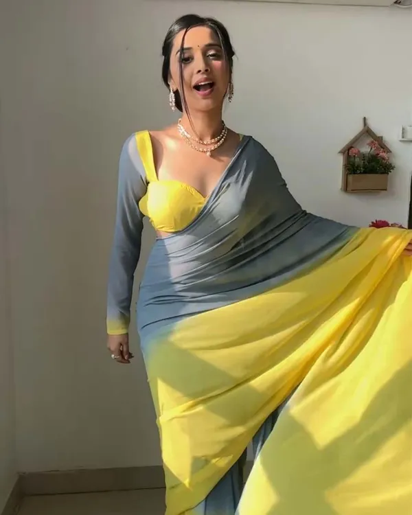 Yellow_And_Grey_Color_1-Minute_Ready_To_Wear_Georgette_Saree_With_Blouse_Piece