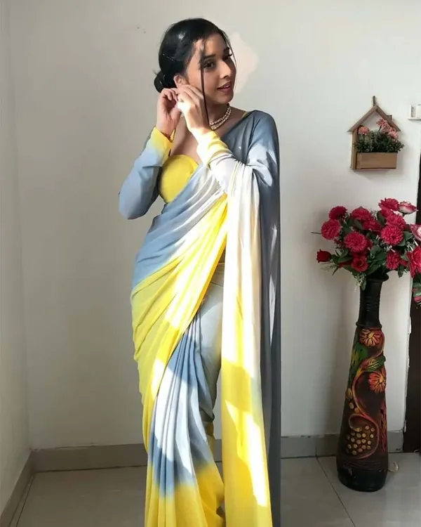 Yellow_And_Grey_Color_1-Minute_Ready_To_Wear_Georgette_Saree_With_Blouse_Piece