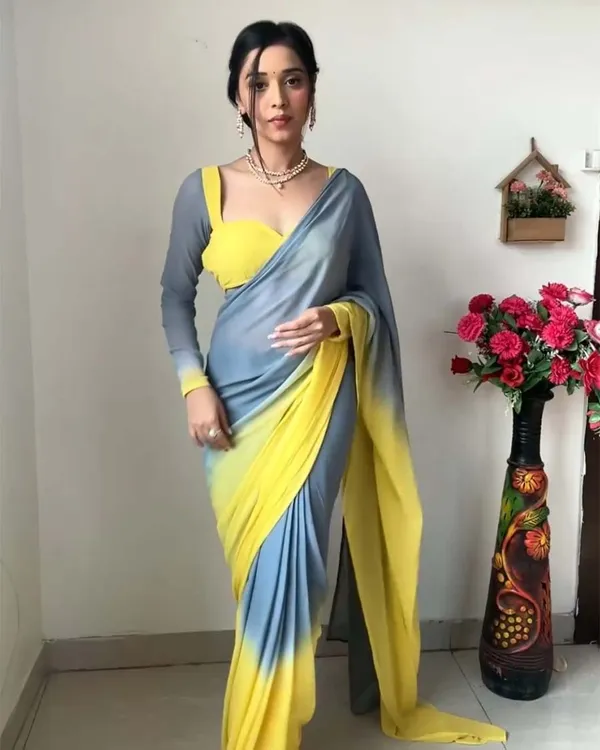 Yellow_And_Grey_Color_1-Minute_Ready_To_Wear_Georgette_Saree_With_Blouse_Piece