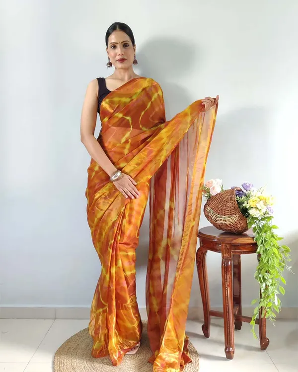 Orange_Color_1-Minute_Ready_To_Wear_Georgette_Saree_With_Blouse_Piece