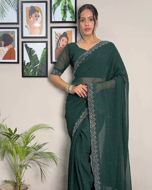 Green_Color_1_-_Minute_Ready_to_Wear_Fux_Georgette_Saree_with_Unstitch_Blouse_Piece