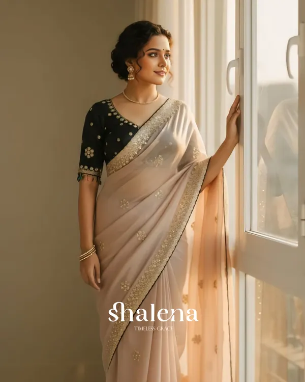 Splendorous_Beige_Embroidery_Work_Jimmy_Choo_Silk_Saree_With_Lagniappe_Full_Stitched_Blouse