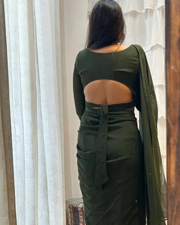 Green_Color_1-Minute_Ready_To_Wear_Georgette_Saree_With_Blouse_Piece
