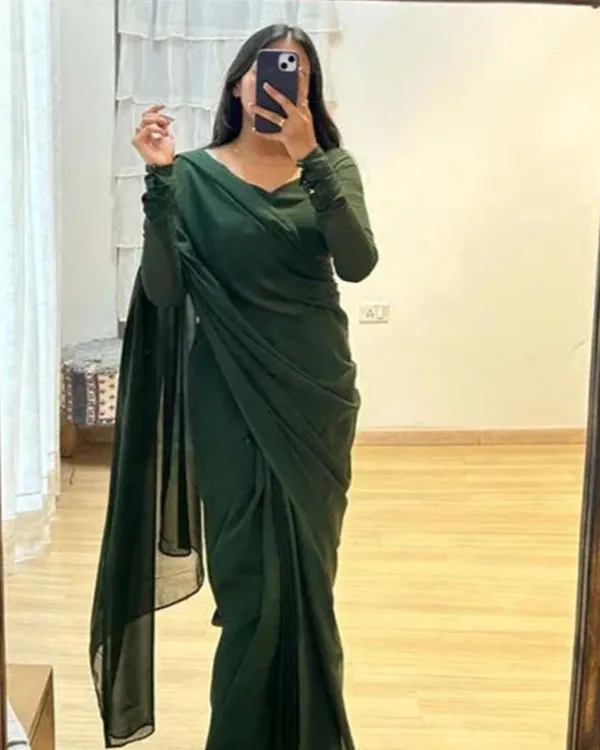 Green_Color_1-Minute_Ready_To_Wear_Georgette_Saree_With_Blouse_Piece