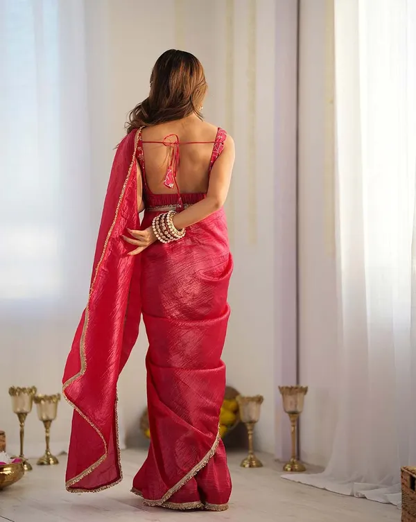 Red_Color_1-Minute_Ready_To_Wear_Soft_Gold_Crush_Silk_Saree_with_Lace_Border_&_Stitched_Blouse