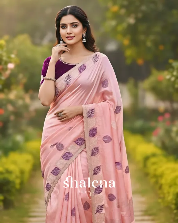 Comely_Peach_Fancy_Silk_Embroidery_Work_Saree_With_Stitched_Blouse
