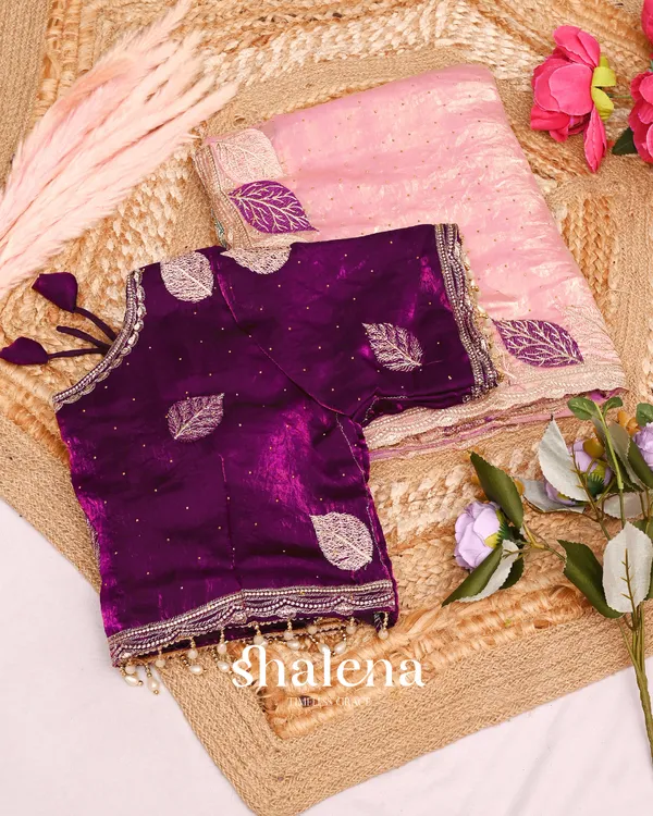 Comely_Peach_Fancy_Silk_Embroidery_Work_Saree_With_Stitched_Blouse