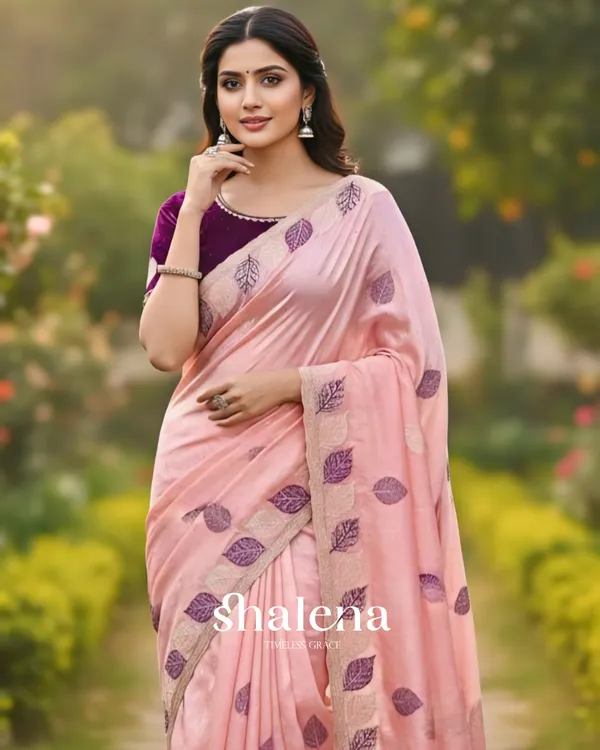 Comely_Peach_Fancy_Silk_Embroidery_Work_Saree_With_Stitched_Blouse
