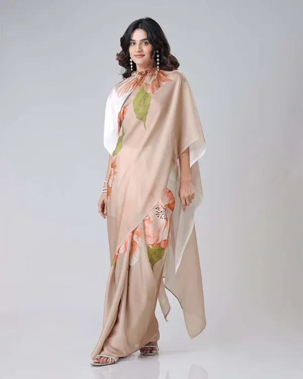 White_and_brown_Color_1_-_Minute_Ready_to_Wear_Satin_Silk_Saree_with_Unstitch_Blouse_Piece
