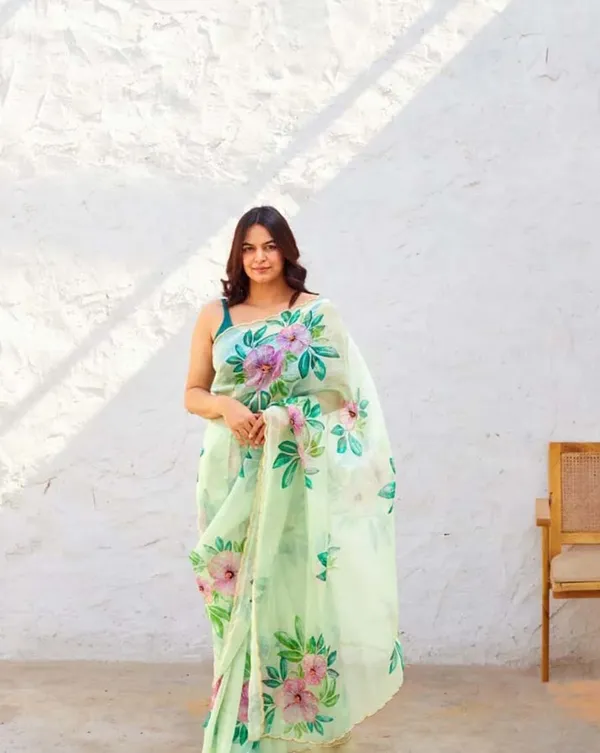 Light_Green_Color_1-Minute_Ready_To_Wear_Organza_Silk_Saree_with_Moti_Embroidery_Work_&_Stitched_Blouse