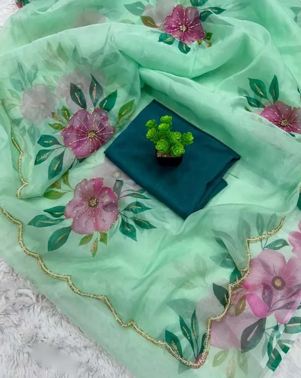 Light_Green_Color_1-Minute_Ready_To_Wear_Organza_Silk_Saree_with_Moti_Embroidery_Work_&_Stitched_Blouse