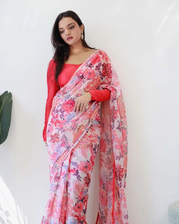 Tometo_Red_Color_1-Minute_Ready_To_Wear_Georgette_Saree_With_Blouse_Piece