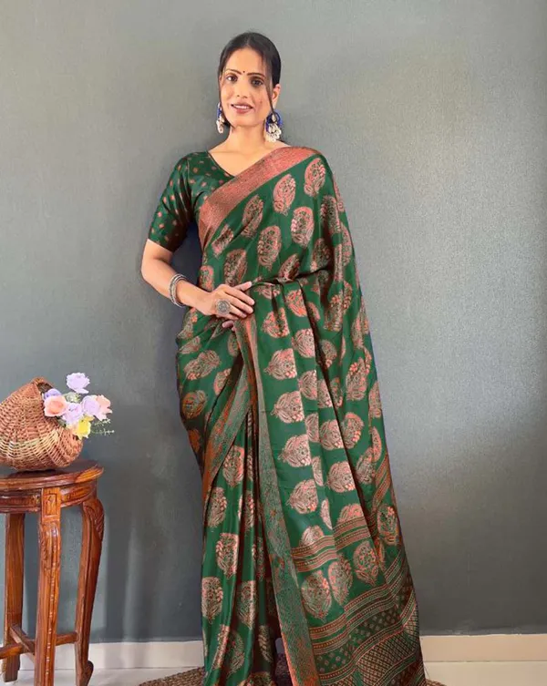 Green_Color_1_-_Minute_Ready_to_Wear_Moss_Silk_Saree_with_Unstitch_Blouse_Piece
