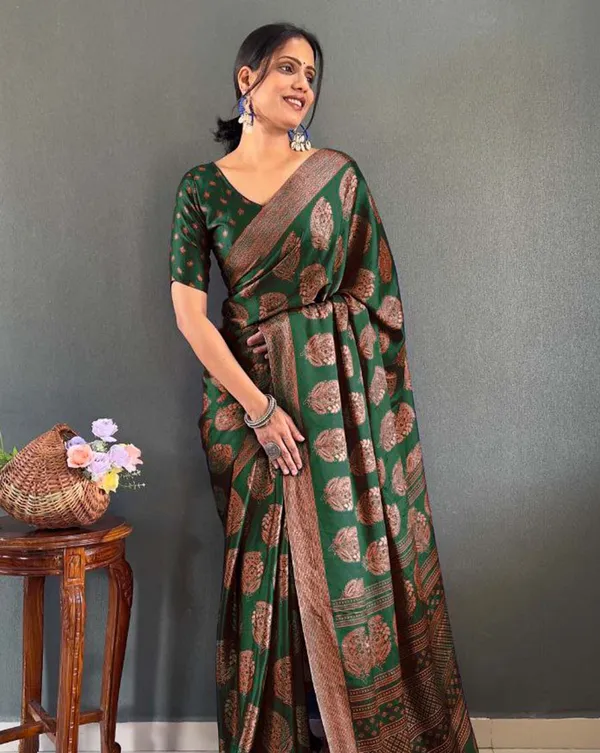 Green_Color_1_-_Minute_Ready_to_Wear_Moss_Silk_Saree_with_Unstitch_Blouse_Piece