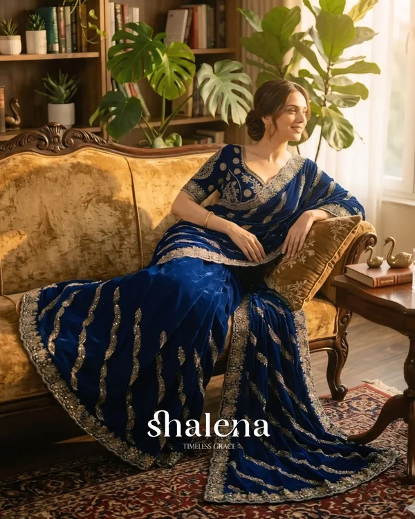 Admirable_Navy_Blue_Fendy_Silk_Sequence_Embroidery_Work_Saree_With_Stitched_Blouse