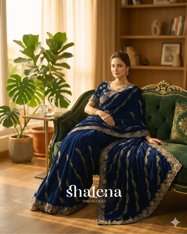 Admirable_Navy_Blue_Fendy_Silk_Sequence_Embroidery_Work_Saree_With_Stitched_Blouse