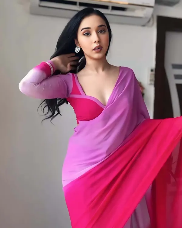 Calm_pink_And_Pink_Color_1-Minute_Ready_To_Wear_Georgette_Saree_With_Blouse_Piece