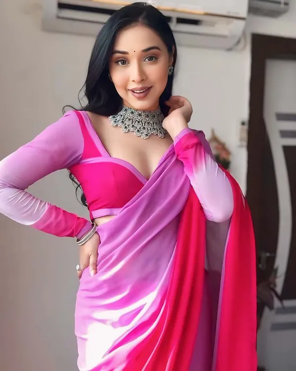 Calm_pink_And_Pink_Color_1-Minute_Ready_To_Wear_Georgette_Saree_With_Blouse_Piece