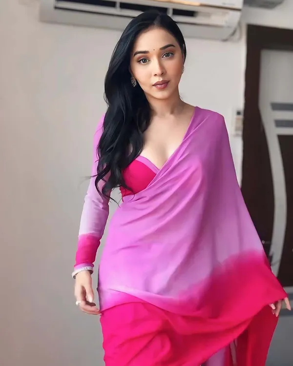 Calm_pink_And_Pink_Color_1-Minute_Ready_To_Wear_Georgette_Saree_With_Blouse_Piece