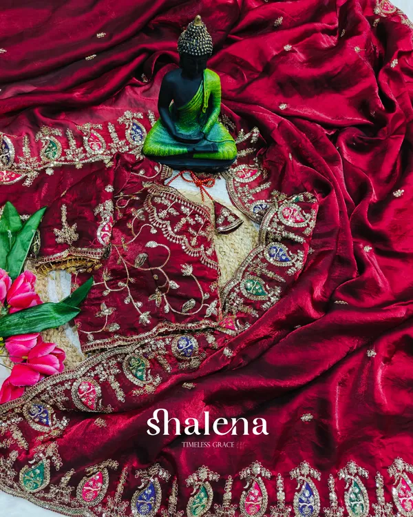 Rhapsody_Maroon_Fendy_Silk_Sequence_Embroidery_Work_Saree_With_Stitched_Blouse