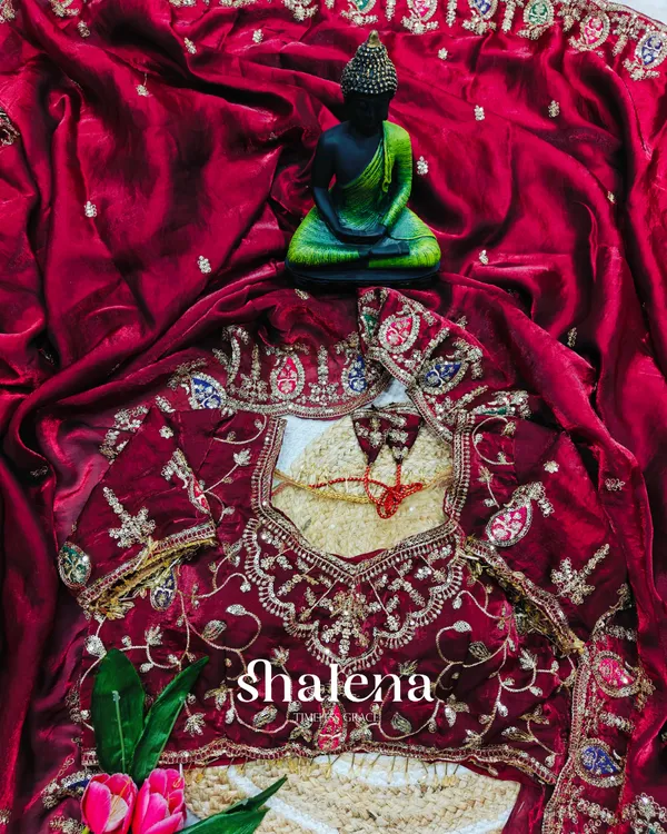 Rhapsody_Maroon_Fendy_Silk_Sequence_Embroidery_Work_Saree_With_Stitched_Blouse
