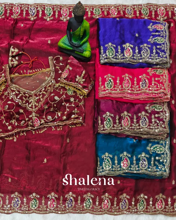 Rhapsody_Maroon_Fendy_Silk_Sequence_Embroidery_Work_Saree_With_Stitched_Blouse