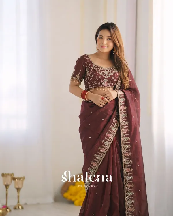 Rhapsody_Maroon_Fendy_Silk_Sequence_Embroidery_Work_Saree_With_Stitched_Blouse