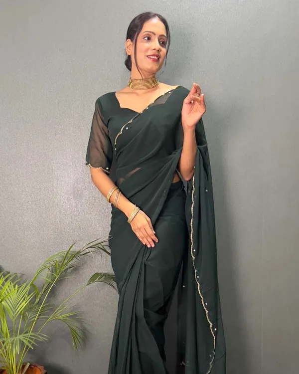 Green_Color_1_-_Minute_Ready_to_Wear_Fux_Georgette_Saree_with_Unstitch_Blouse_Piece