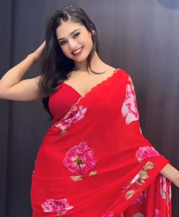 Red_Color_Georgette_1_-_Minute_Ready_to_Wear_Saree_with_Blouse_Piece