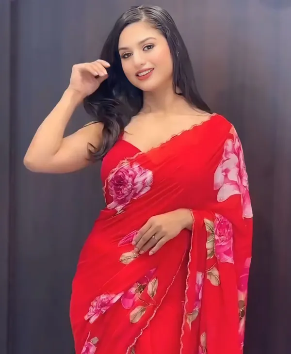 Red_Color_Georgette_1_-_Minute_Ready_to_Wear_Saree_with_Blouse_Piece