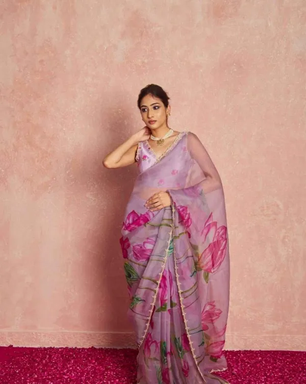 Light_Purple_Color_1-Minute_Ready_To_Wear_Organza_Silk_Saree_with_Moti_Embroidery_Work_&_Stitched_Blouse