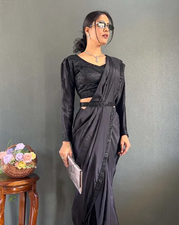 Black_Color_1_-_Minute_Ready_to_Wear_Natural_Silk_Saree_with_Fully_Stitch_Blouse_(Free_Size)_Up_to_44