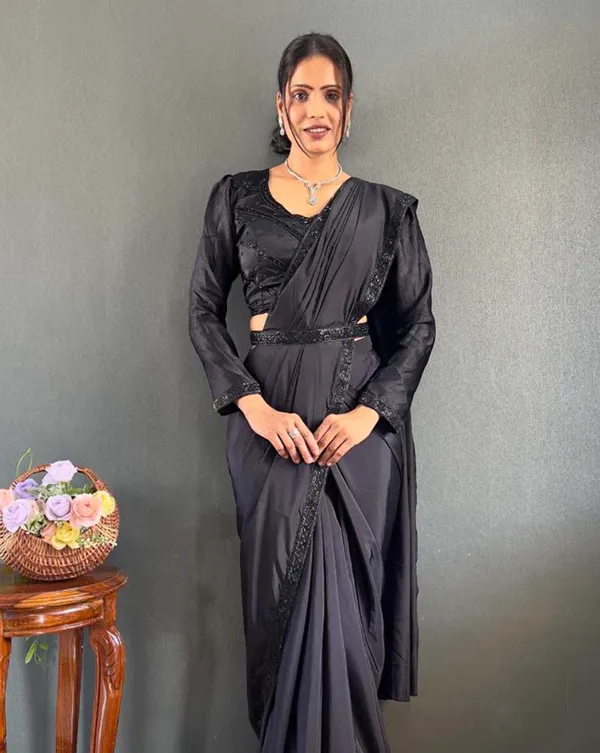 Black_Color_1_-_Minute_Ready_to_Wear_Natural_Silk_Saree_with_Fully_Stitch_Blouse_(Free_Size)_Up_to_44