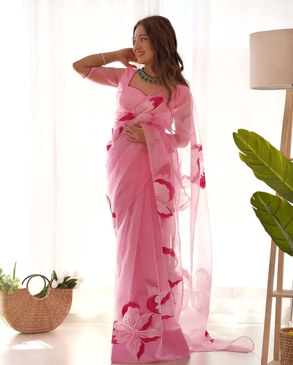 Light_Pink_Color_1-Minute_Ready_To_Wear_Organza_Saree_With_Blouse_Piece