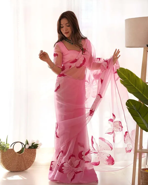 Light_Pink_Color_1-Minute_Ready_To_Wear_Organza_Saree_With_Blouse_Piece