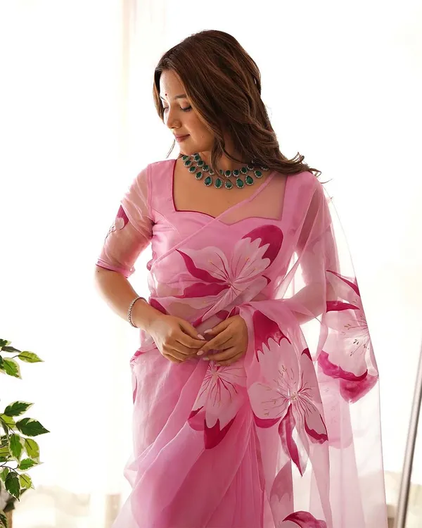 Light_Pink_Color_1-Minute_Ready_To_Wear_Organza_Saree_With_Blouse_Piece
