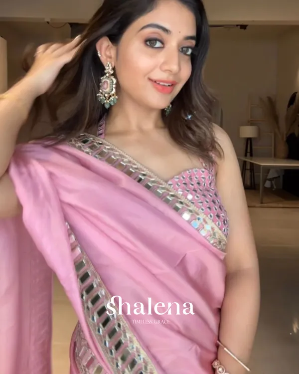 Invaluable_Pink_Satin_Silk_Mirror_Work_Saree_With_Seraphic_Blouse_Piece