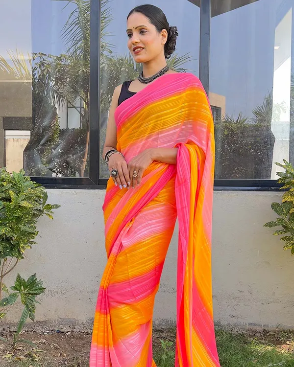 Orange_color_1-Minute_Ready_To_Wear_Naylon_Saree_With_Blouse_Piece