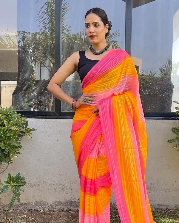 Orange_color_1-Minute_Ready_To_Wear_Naylon_Saree_With_Blouse_Piece