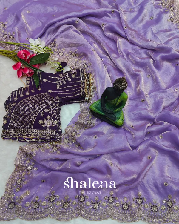 Energetic_Lavender_Fendy_Silk_Sequence_Embroidery_Work_Saree_With_Stitched_Blouse