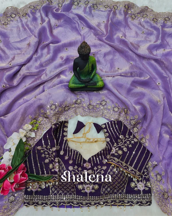 Energetic_Lavender_Fendy_Silk_Sequence_Embroidery_Work_Saree_With_Stitched_Blouse
