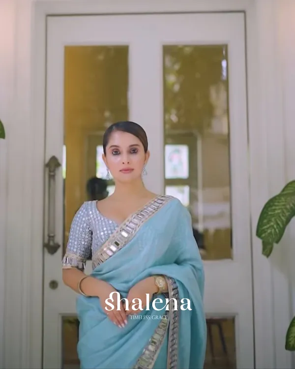 Sumptuous_Sky_Satin_Silk_Mirror_Work_Saree_With_Rhapsody_Blouse_Piece