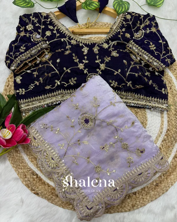 Redolent_Lavender_Fendy_Silk_Sequence_Embroidery_Work_Saree_With_Stitched_Blouse