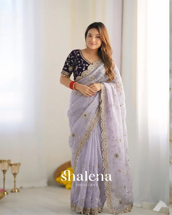 Redolent_Lavender_Fendy_Silk_Sequence_Embroidery_Work_Saree_With_Stitched_Blouse