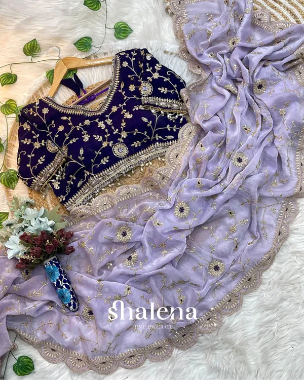 Redolent_Lavender_Fendy_Silk_Sequence_Embroidery_Work_Saree_With_Stitched_Blouse