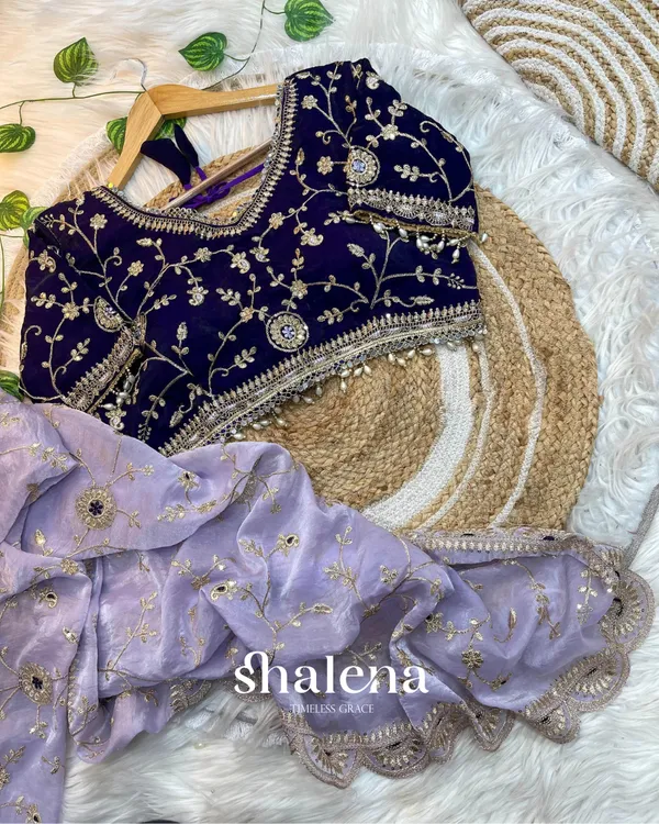 Redolent_Lavender_Fendy_Silk_Sequence_Embroidery_Work_Saree_With_Stitched_Blouse