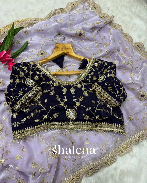 Redolent_Lavender_Fendy_Silk_Sequence_Embroidery_Work_Saree_With_Stitched_Blouse