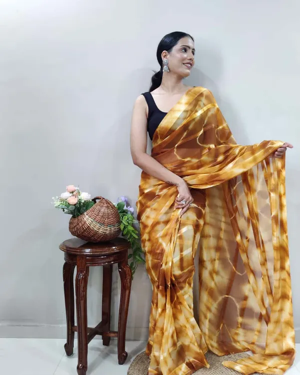 Yellow_Color_1-Minute_Ready_To_Wear_Georgette_Saree_With_Blouse_Piece